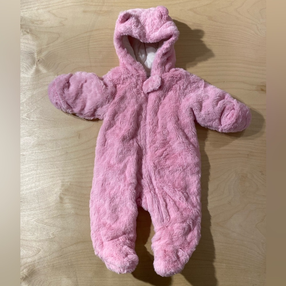 Wonder Nation Pink Plush Baby Footie 0-3M (PE)